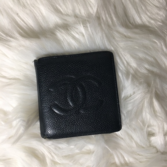 CHANEL Other - Chanel Black / navy Caviar Leather Bifold Wallet